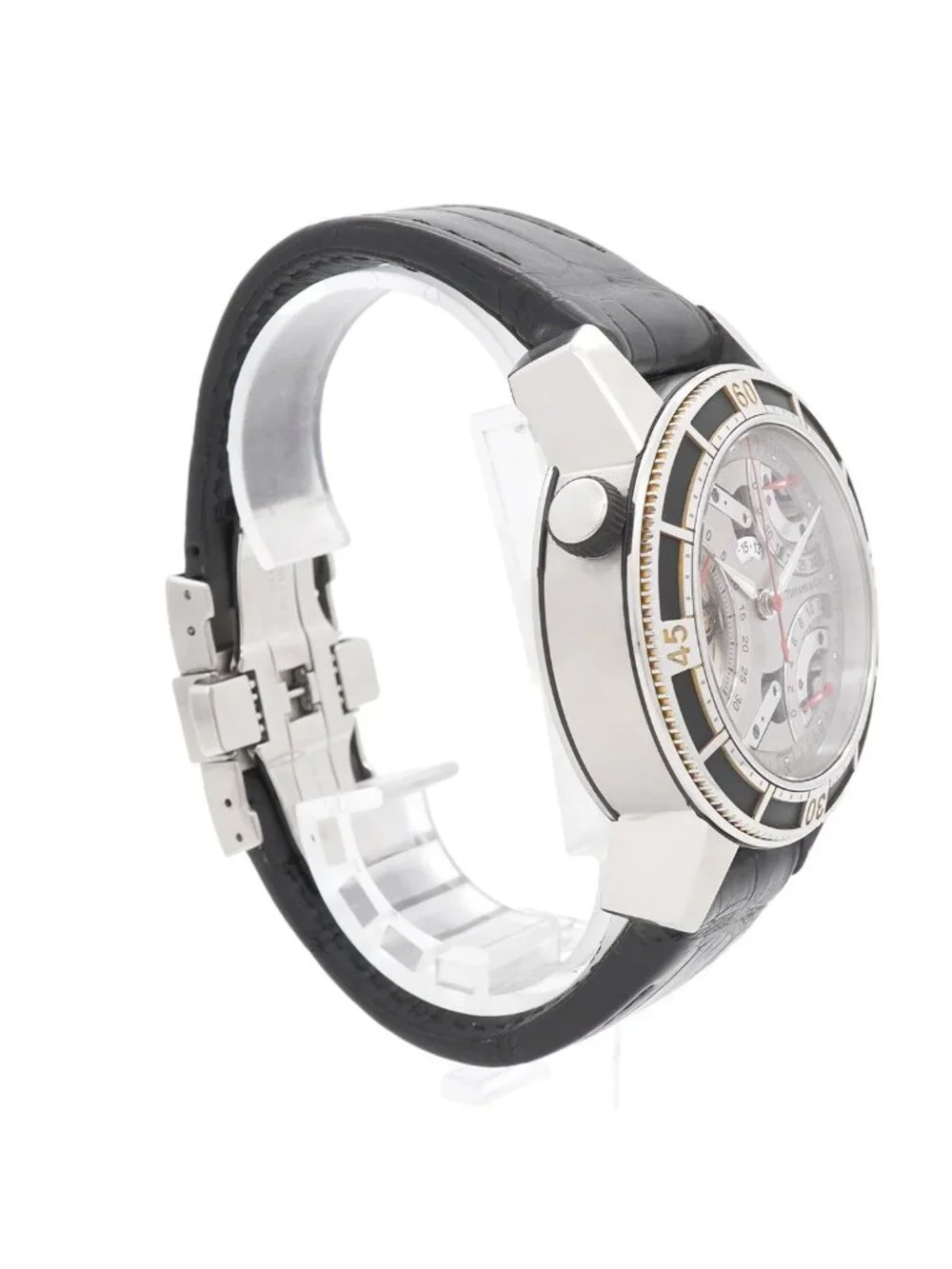 Tiffany & Co Mark Retrograde Silver Skeleton Dial Watch